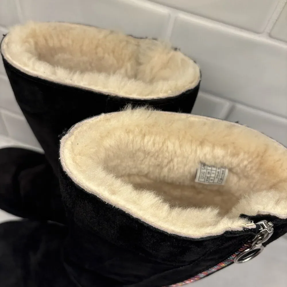 UGG 5654 Multicolor Rainbow Zipper Snow Boot Size 5 Black EUR 35‎ / UK 4…...L39